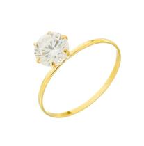Anel Cálice Solitário Zircônia 6mm Ouro 18k