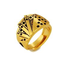 Anel Cartas De Baralho Poker Las Vegas - Banhado A Ouro 18K