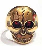 Anel caveira skull exu em aço inoxidável estilo e atitude