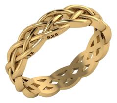 Anel Celta Trançado Infinito De Prata 925 Dourada 18k