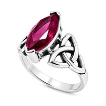 Anel Celta Triquetra Zircônia Vermelha, Prata 925 Anel Celta Triquetra Zircônia Vermelha, Prata 925