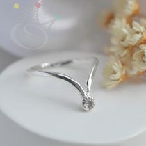 Anel Chevron Ponto de Luz - Prata