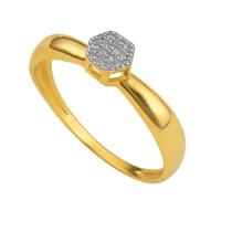 Anel Chuveirinho em Prata de Lei Banhado a Ouro Sextavado com Zircônias de 6 mm