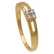 Anel Chuveiro com Topo Quadrado Cravejado de Zircônias Softjoias Folheado em Ouro 18K