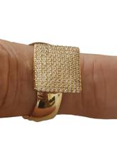 Anel chuveiro quadrado ouro 18k amarelo polido zirconio branco aro 21 .Rosangela lima joias