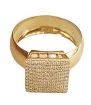 Anel Chuveiro Quadrado Ouro 18k750 com zircônio branco aro 20 e 21.Rosangela