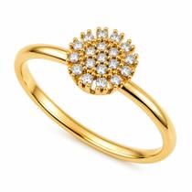 Anel Chuveiro Redondo 6 mm Com 19 Diamantes Em Ouro 18K Anel Chuveiro Redondo 6 mm Com 19 Diamantes Em Ouro 18K