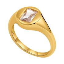 Anel Circular Chunky Minimalista Em Ouro 18k Com Zircônia CZ Brilhante Para Mulheres, Joia De Luxo À