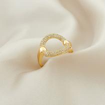 Anel Círculo Cravejado Cristal Banhado a Ouro Anel Círculo Cravejado Cristal Banhado a Ouro