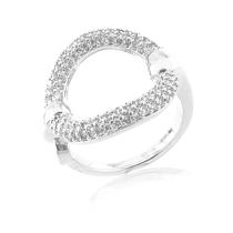 Anel Círculo Cravejado Cristal Banhado a Prata