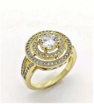 Anel Círculos Cravejados Zirconias Banho Ouro 18k 1860