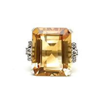 Anel Citrino Natural Retangular 17,63 cts Diamantes em Ouro 18K - K1400