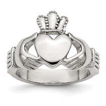 Anel Claddagh de Aço Inoxidável Polido