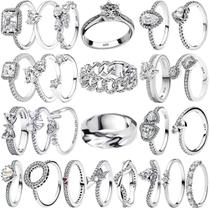 Anel Clássico Feminino Com 70ct De Diamante Imitado Em Prata Esterlina 925 Com Seis Garras