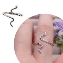 Anel Cobra Cobrinha Ajustável em Prata 925 De Lei Detalhes