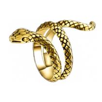Anel Cobra Serpente Ouro 18K Luxo Detalhes Duradouro Elegante Rock Motoqueiro Masculino