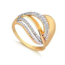 Anel Com 4 Filetes De Pedras De Zircônia Folheado A Ouro