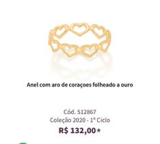 Anel com aro de corações folheado a ouro 18k Anel com aro de corações folheado a ouro 18k
