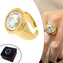 Anel com Cristal Rivoli com Abertura Banhado a Ouro - Medida Interna 19mm (Aro 21)