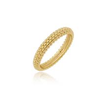 Anel com detalhes em bolinhas 3mm banhado a ouro
