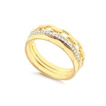 Anel Com Elos E Pedras De Zircônia Folheado A Ouro Anel Com Elos E Pedras De Zircônia Folheado A Ouro