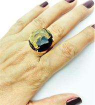 Anel Com Pedra Fumée Lapidação Brilhante Banho De Ouro 18k 374