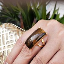 Anel Com Pedra Natural Banho De Ouro 18k 1598 Anel Com Pedra Natural Banho De Ouro 18k 1598