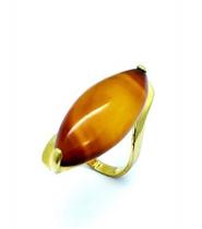 Anel Com Pedra Natural Navete Banho De Ouro 18k 1597 Anel Com Pedra Natural Navete Banho De Ouro 18k 1597