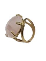 Anel com pedra oval quartzo rosa nº 21 - peça única
