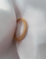 Anel com pedras de Zirconia em ouro 18k 750 - Olivia Presentes