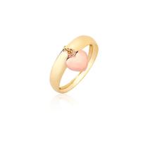 Anel Com Pingente Coração Pendurado Ouro Rosé 18k Ac Anel Com Pingente Coração Pendurado Ouro Rosé 18k Ac