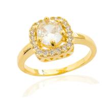 Anel Com Quadradinho Cravejado Cristal Banhado a Ouro Anel Com Quadradinho Cravejado Cristal Banhado a Ouro