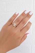 Anel com regulagem ponto de luz zircônia Banho:Ouro 18kl