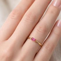 Anel com Turmalina Rosa Natural em Ouro Amarelo 18k Joia Feminina Delicada Anel com Turmalina Rosa Natural em Ouro Amarelo 18k Joia Feminina Delicada
