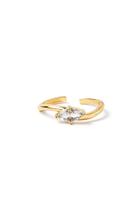 Anel com Zircônia Navete Torcido Regulável Sienna - Banho de Ouro 18k Anel com Zircônia Navete Torcido Regulável Sienna - Banho de Ouro 18k