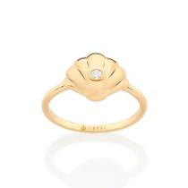 Anel Concha Banhado Ouro Zircônias Rommanel 513467