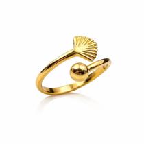 Anel Concha Mar Regulável Banhado a Ouro 18k
