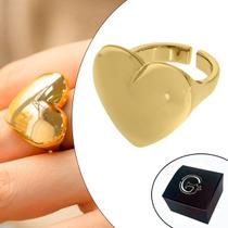 Anel Coração Alto Relevo Liso Banhado a Ouro com Abertura - Medida Interna 18mm (Aro 17) Anel Coração Alto Relevo Liso Banhado a Ouro com Abertura - Medida Interna 18mm (Aro 17)