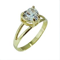 Anel Coração Brilhante Folheado - Cod 741