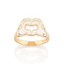 Anel coração com mãos Mickey banhado a ouro Rommanel 513472 Anel coração com mãos Mickey banhado a ouro Rommanel 513472