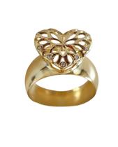 Anel coração com ouro 18k e zircônio branco.Rosangela lima joias