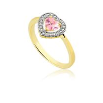 Anel Coração Com Pedras De Zircônia Cristal E Light Pink