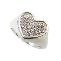 Anel Coração Cravejado Prata 925
