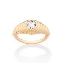 Anel Coração em Camada Banhado Ouro Zircônia Rommanel 513585