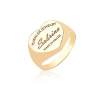 Anel Coração Nome Personalizado Ouro Puro 10k A502 Anel Coração Nome Personalizado Ouro Puro 10k A502