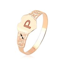 Anel CORAÇÃO Ouro MACIÇO 10k ROSÉ ROSA COM LETRA A27 Tamanho:30Cor:Dourado