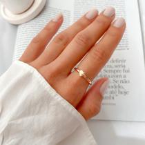 Anel Coração Pequeno Cheio Banhado a Ouro 18k