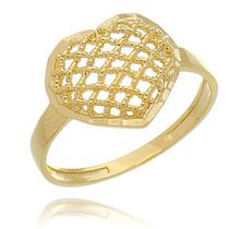 Anel Coração Vazado Banhado A Ouro 18k em 10 Camadas Anel Coração Vazado Banhado A Ouro 18k em 10 Camadas