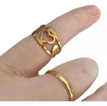 Anel Coração Vazado Banhado A Ouro 18k Feminino Lançamento