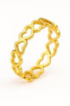 Anel Coração Vazado Banhado Ouro 18k 5mm Moderno Invertido Tungstenio Luxo